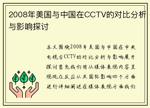 2008年美国与中国在CCTV的对比分析与影响探讨
